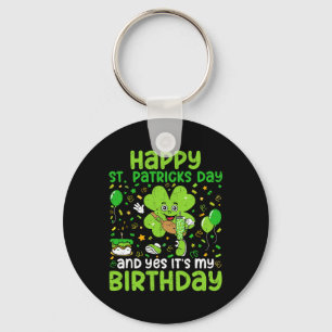 Happy St Patricks Day Birthday Shamrock Dab Bday P Key Ring