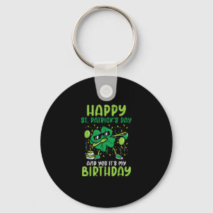 Happy St Patricks Day Birthday Shamrock Dab Bday P Key Ring