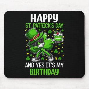 Happy St Patricks Day Birthday Shamrock Dab Bday P Mouse Mat