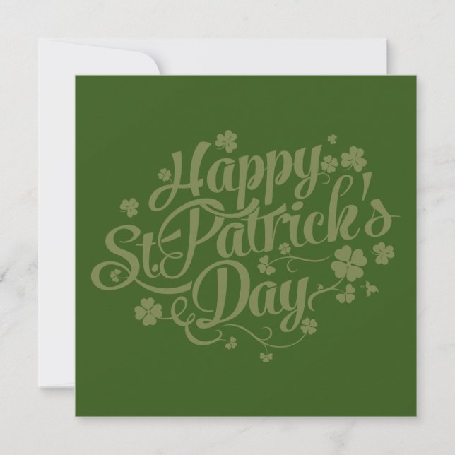Happy St Patrick's Day // Blank Shamrock Greetings Holiday Card (Front)