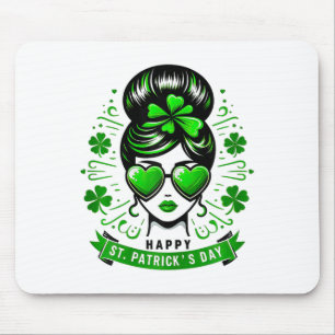 Happy St Patricks Day Bun Saint Paddys Girls Kids Mouse Mat