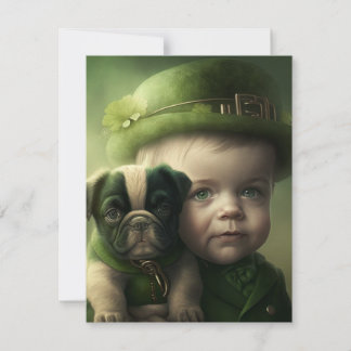 Happy St. Patrick's Day Card Boy and Dog