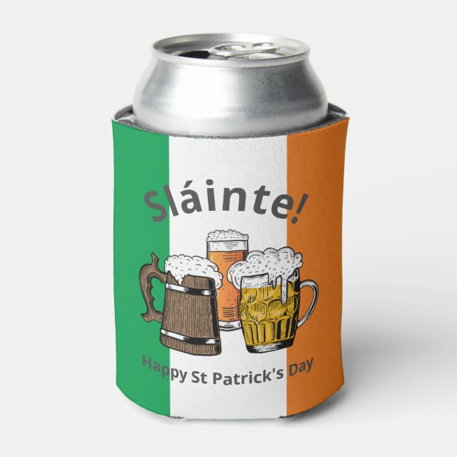 HAPPY ST PATRICK'S DAY Cartoon Beers Sláinte! Can Cooler (Can Front)