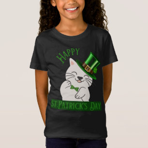 Happy st.Patrick's Day Cat in Green Hat T-Shirt