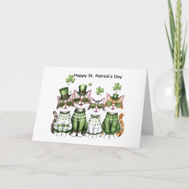 Happy St. Patrick's Day cats Card (Front)