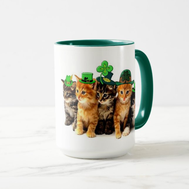 Happy St. Patrick's Day Cats Mug (Front Right)