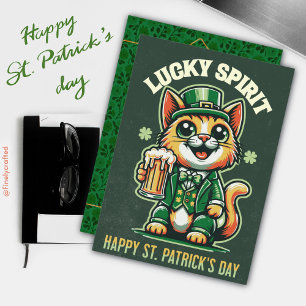 Happy St. Patrick's Day Celtic Irish Lucky Cat Holiday Card