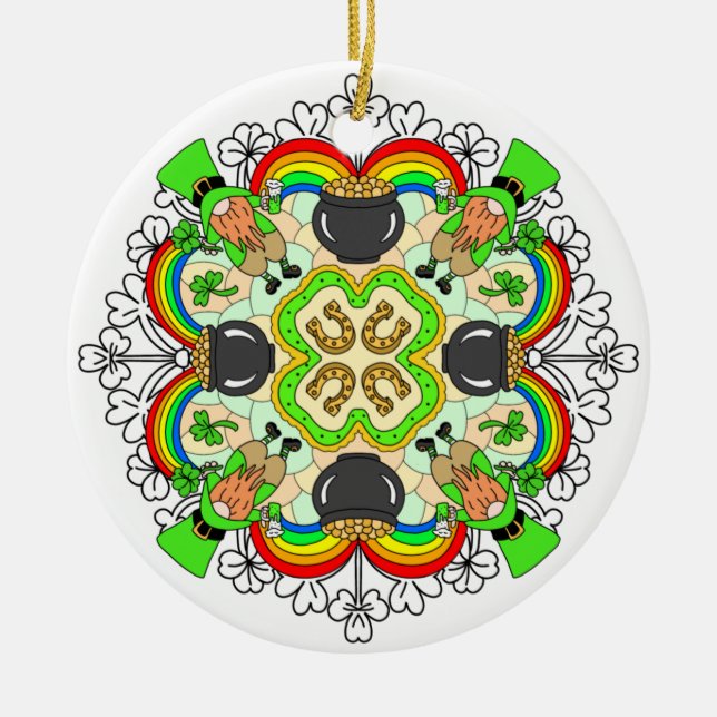 Happy St Patrick's Day   Ceramic Tree Decoration (Front)