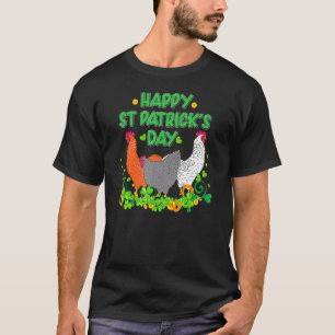 Happy St Patrick's Day Chicken Farmer Farming Iri T-Shirt