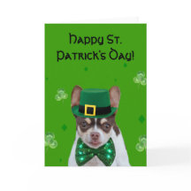 Happy St. Patrick's Day Chihuahua greeting card