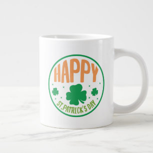 Happy St. Patrick's Day Circle Design-63501 Large Coffee Mug