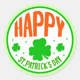 Happy St. Patrick's Day Circle Design Classic Round Sticker