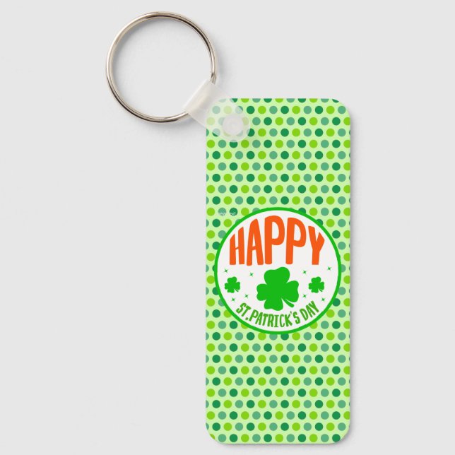 Happy St. Patrick's Day Circle Design Key Ring (Front)