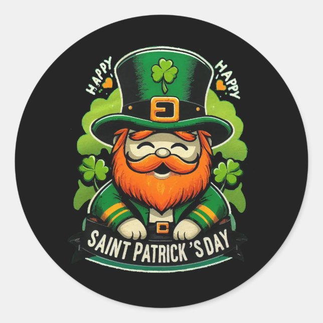 Happy St Patricks Day Classic Round Sticker (Front)