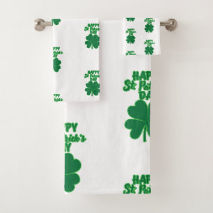 Happy St. Patrick's Day Clover Leaf Bath Towel Set