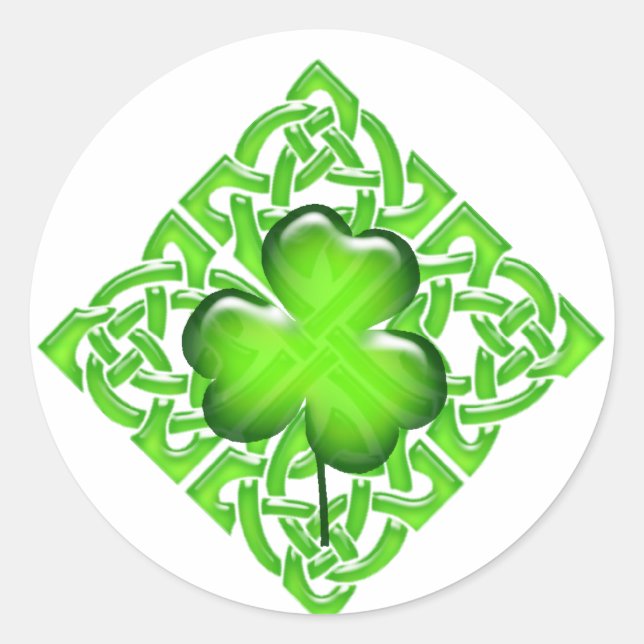 Happy St. Patrick's Day Clover Shamrock Lucky Luck Classic Round Sticker (Front)