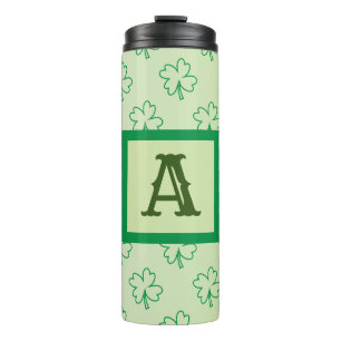 Happy St Patrick's day clover shamrock monogram Thermal Tumbler