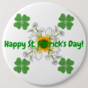 Happy St. Patrick's Day ! Clover with Calla 6 Cm Round Badge