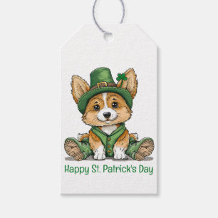 Happy St. Patrick's Day Corgi Dog Gift Tags