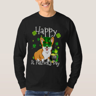 Happy St Patrick's Day Corgi Dog Irish Shamrock Co T-Shirt