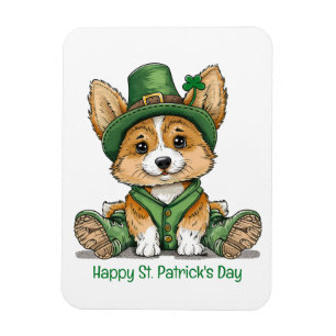 Happy St. Patrick's Day Corgi Dog Magnet