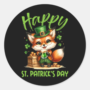 Happy St Patricks Day Costume Outfit Fox Irish Bee Classic Round Sticker