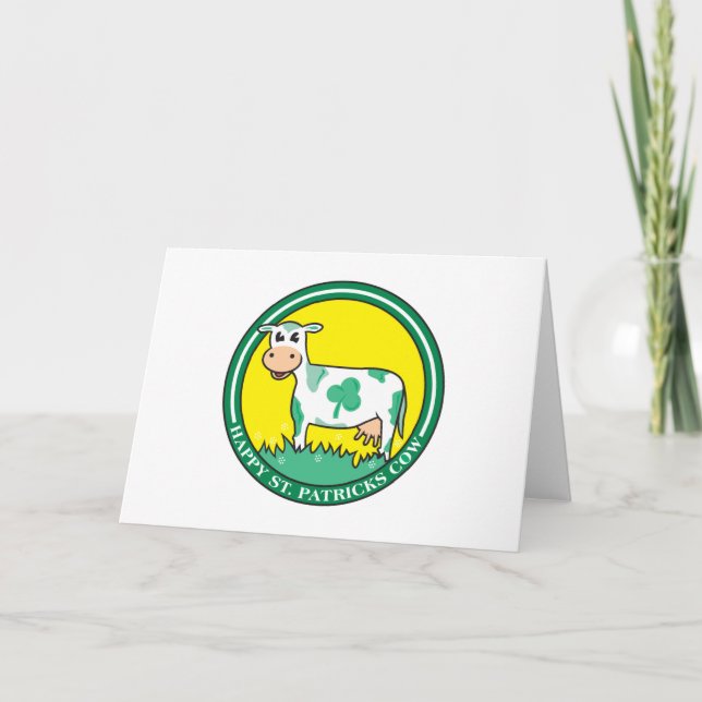 Happy St. Patrick's Day Cow Card (Front)