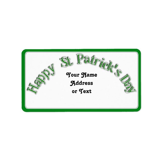 Happy St. Patricks Day Curved Text Image Label (Front)