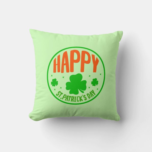 Happy St  Patrick's Day  Cushion (Front)