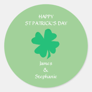 Happy St Patrick's Day Custom Name Shamrock 2024 Classic Round Sticker