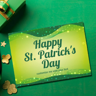 Happy St. Patrick's Day Cute Custom Green Sparkle Holiday Card