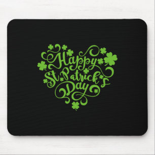 Happy St Patricks Day Cute Heart Shamrock St Patri Mouse Mat