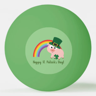Happy St. Patrick's Day Cute Leprechaun Pig Bottle Ping Pong Ball