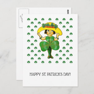 Happy St. Patrick's Day. Cute Little Irish Girl Postcard