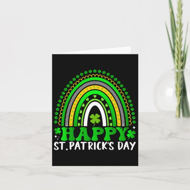 Happy St Patrick's Day Cute Rainbow St. Patricks D Card (Front)