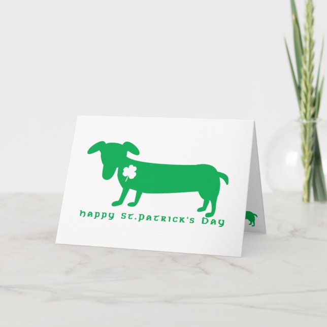 Happy St. Patrick's Day Dachshund Card (Front)