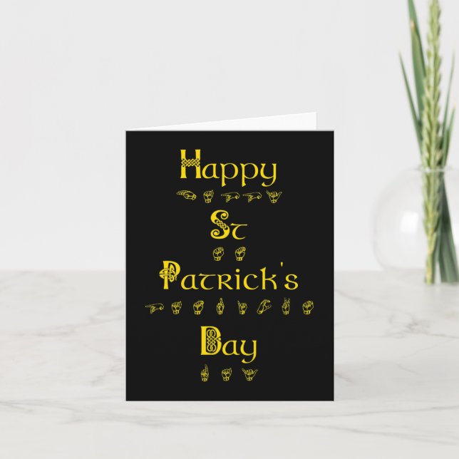 Happy St Patricks Day Deaf Pride Sign Language ASL Card (Front)