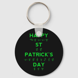 Happy St Patricks Day Deaf Pride Sign Language ASL Key Ring