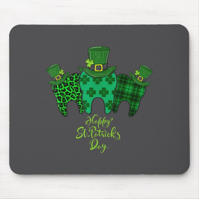 Happy St Patrick's Day Dental Istant Tooth Patrick Mouse Mat (Front)