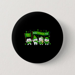 Happy st patricks day dental tooth characters 6 cm round badge