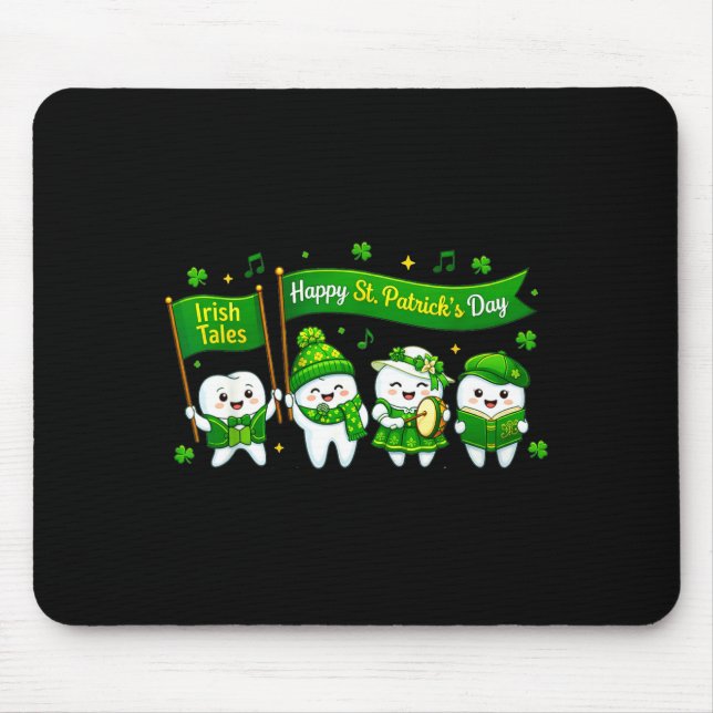 Happy st patricks day dental tooth characters mouse mat (Front)