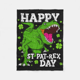 Happy St Patricks Day Dinosaur T-rex Boys Toddler  Fleece Blanket