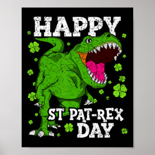 Happy St Patricks Day Dinosaur T-rex Boys Toddler  Poster