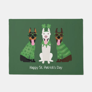 Happy St Patricks Day Dobermann Dogs Doormat