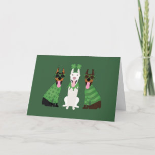 Happy St Patricks Day Dobermann Dogs Holiday Card