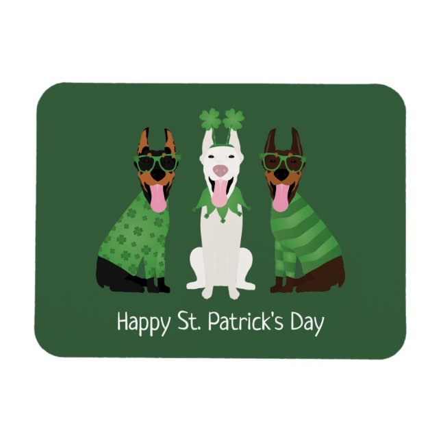 Happy St Patricks Day Dobermann Dogs Magnet (Horizontal)
