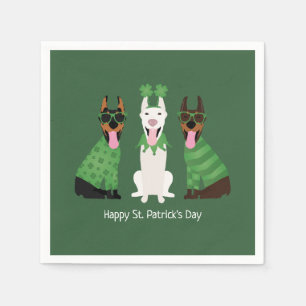 Happy St Patricks Day Dobermann Dogs Napkin