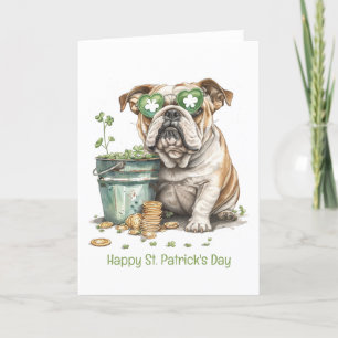 Happy St. Patrick's Day English Bulldog Holiday Card
