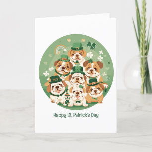 Happy St. Patrick's Day English Bulldogs Holiday Card