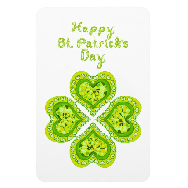 Happy St Patricks Day Fabric font 4 Heart Diamonds Magnet (Vertical)